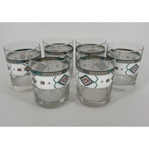 90s Studio Nova Adirondack Glasses Set of‎ 6 Double Old Fashion Southwest Aztec